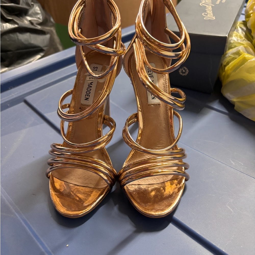 Steve Madden Metallic Gold Strappy Heels
